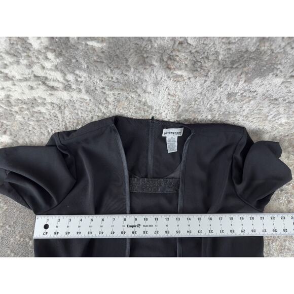 Perceptions Size 12 Shift Midi Dress Black Button Short Sleeve Zip - Picture 6 of 10